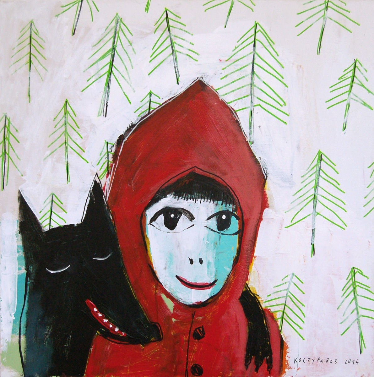 Little red and the wolf Painting