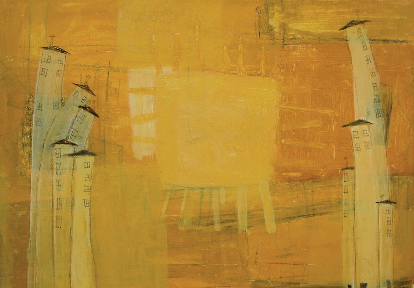 Disappearing houses 1 Painting