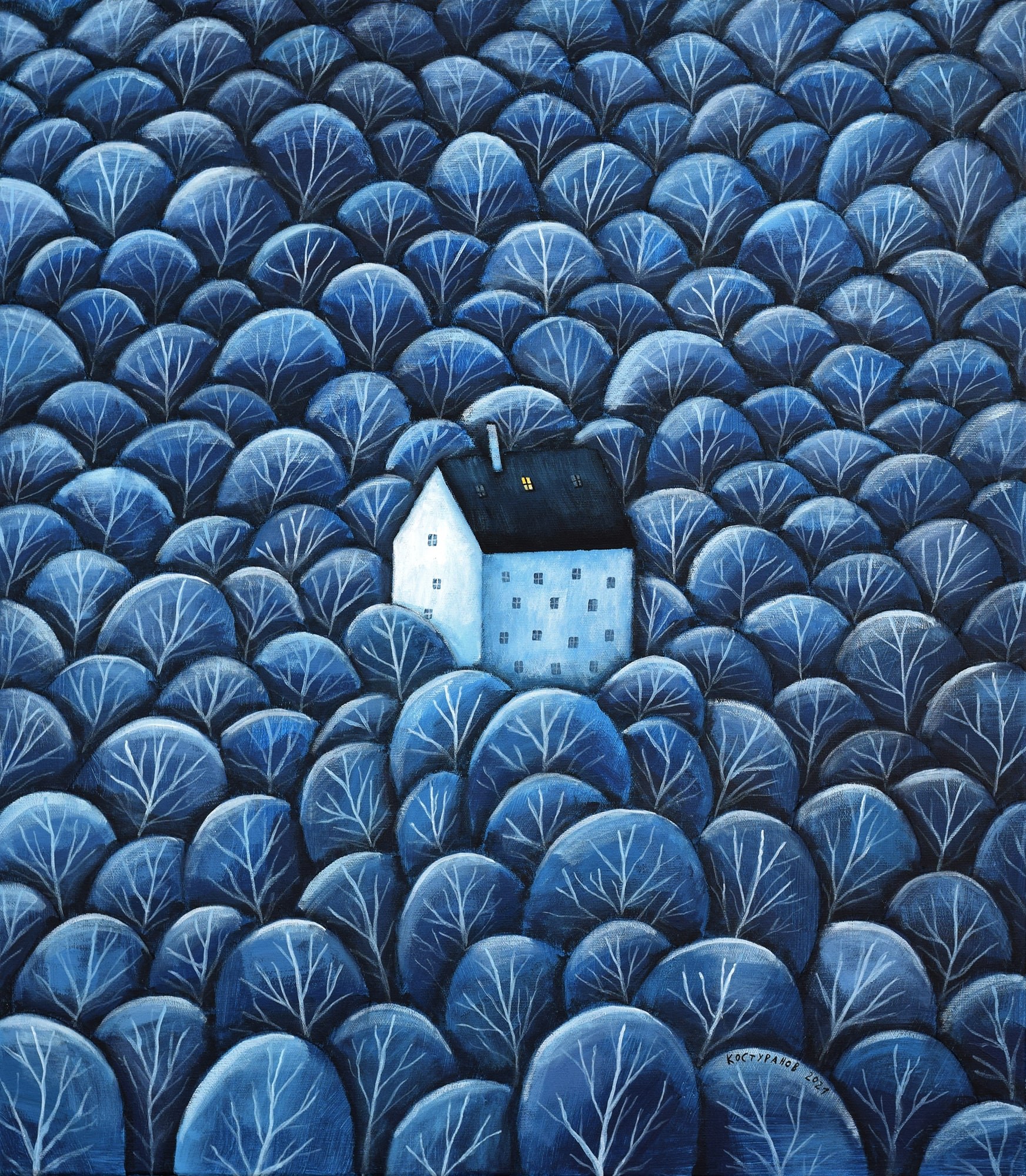 Night in the forest Painting