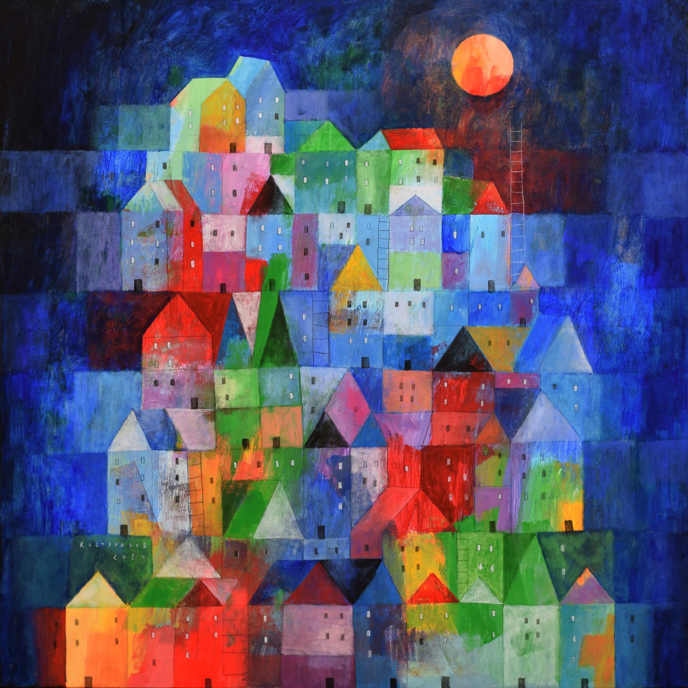 The City and the Moon Painting