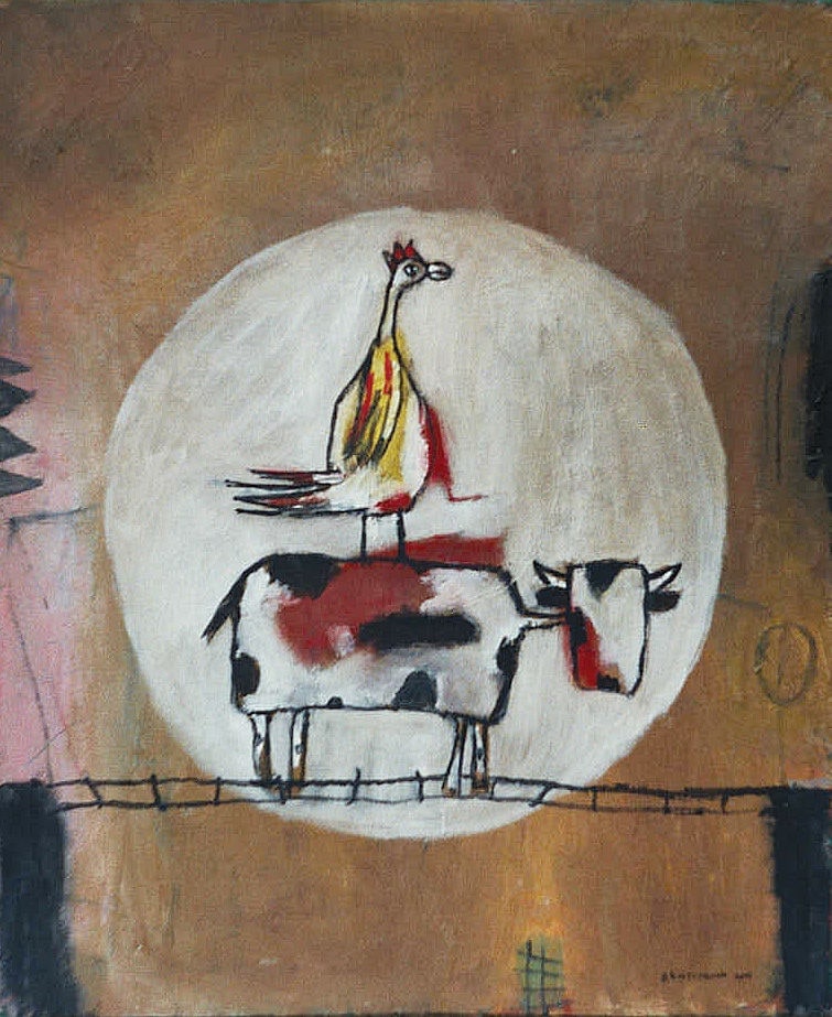 Cow & Chicken Painting