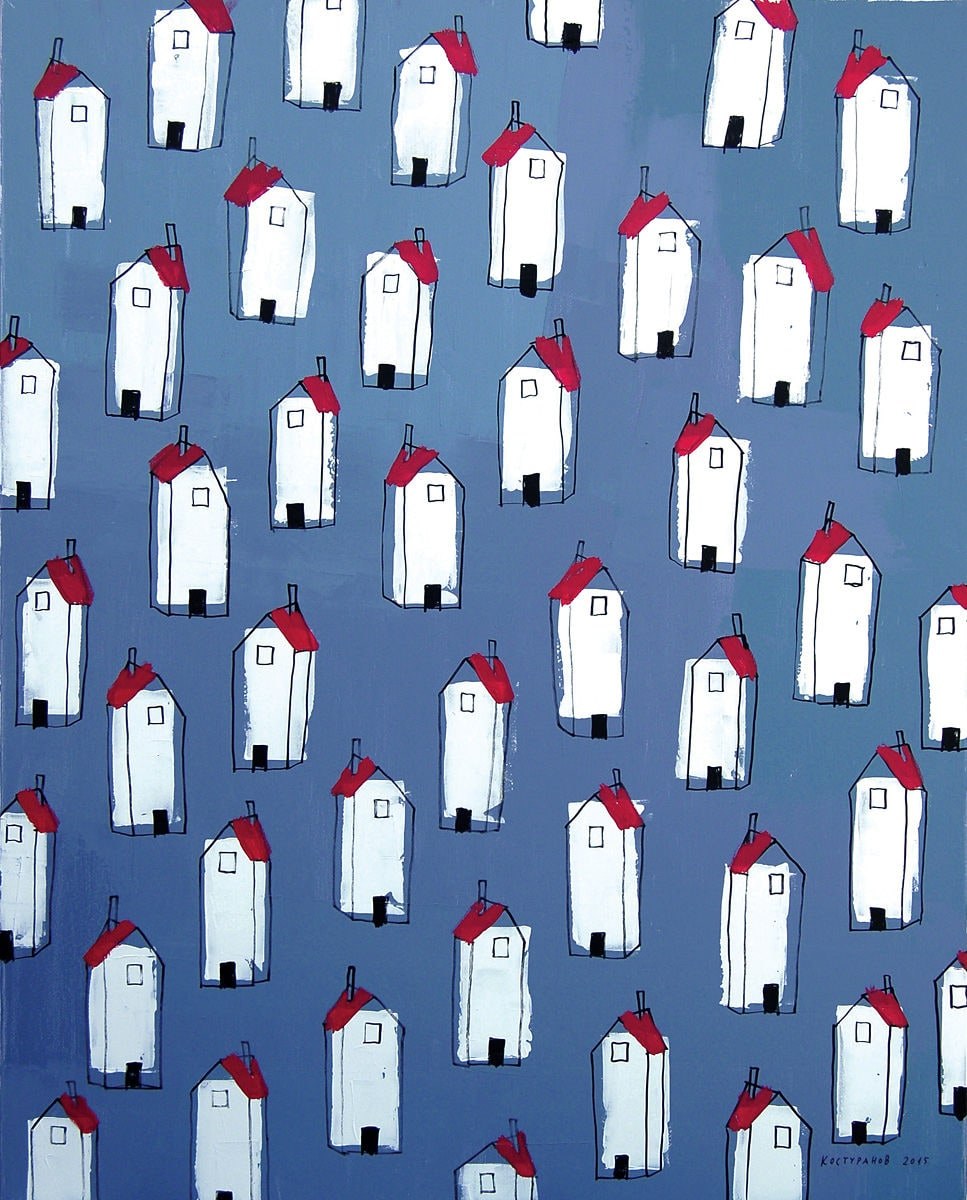 Raining houses Painting
