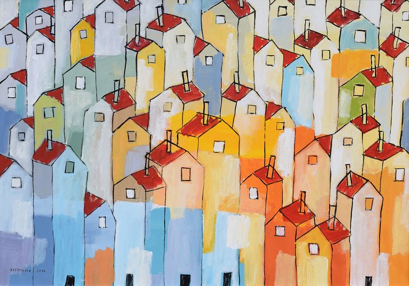 Flock of houses 2 Paintings