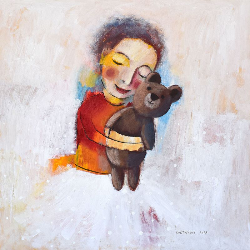 Girl and Bear 2 Paintings