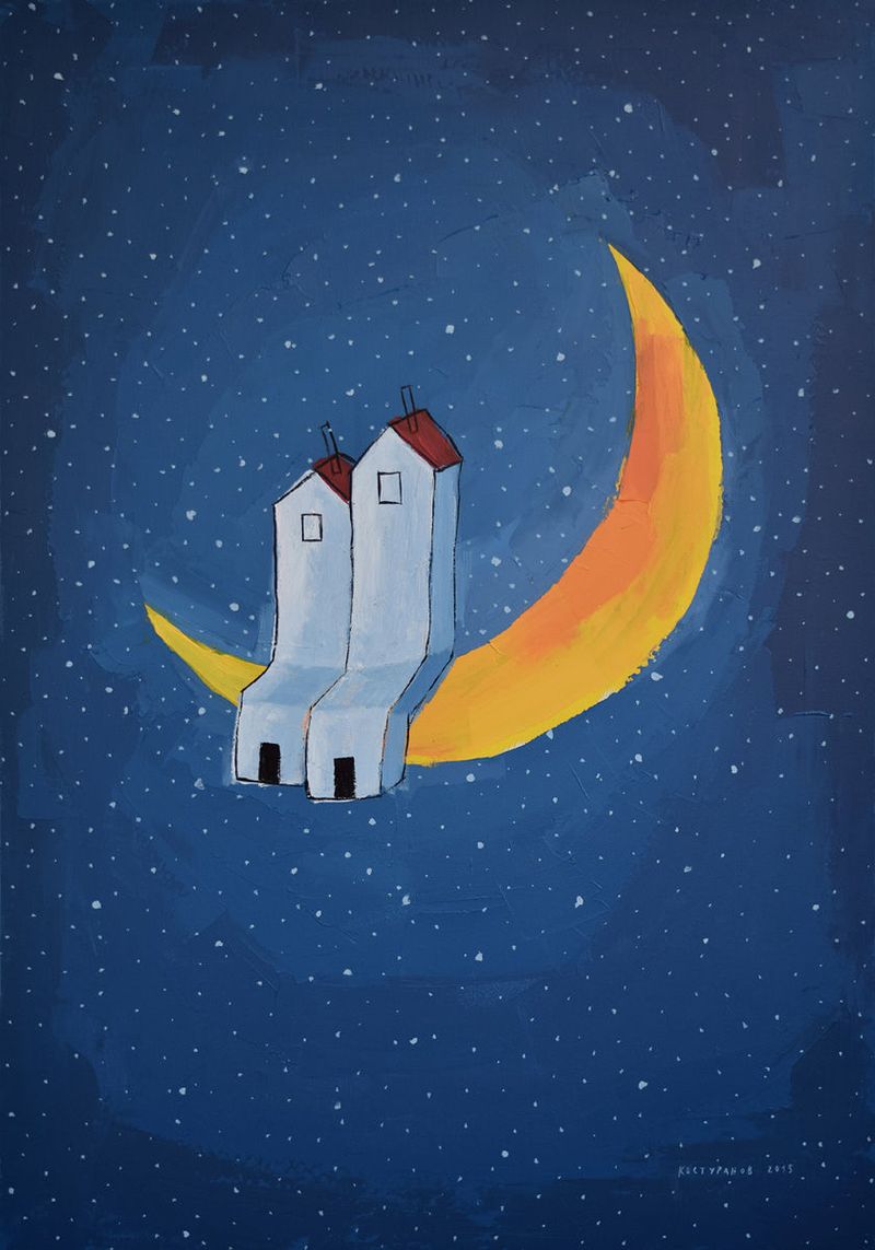 Love on the moon Paintings