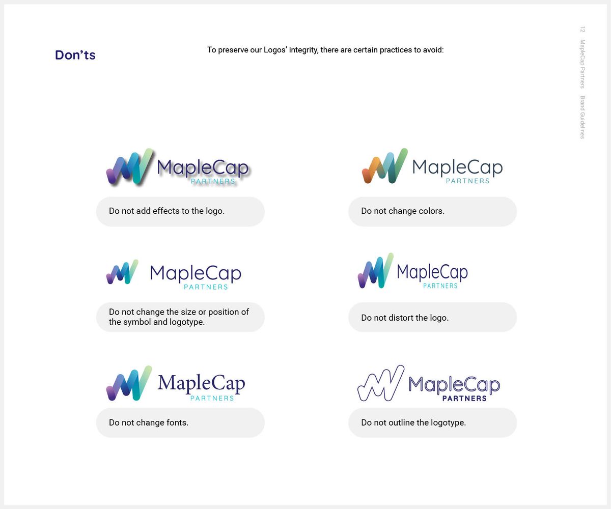 MapleCap Partners Logo And Brand Guidelines Book Illustration 12